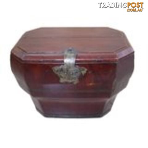 Maroon Chinese Wooden Box with Lid