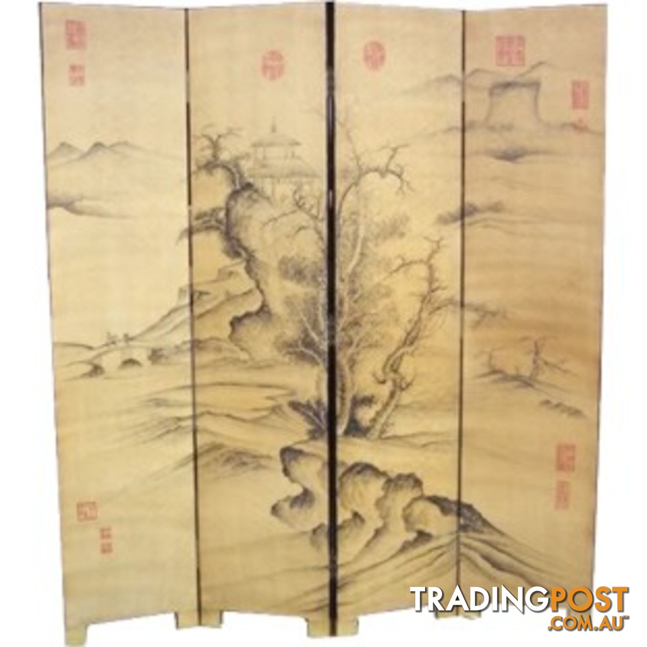 Chinese Mountain Scenery Room Divider Screen