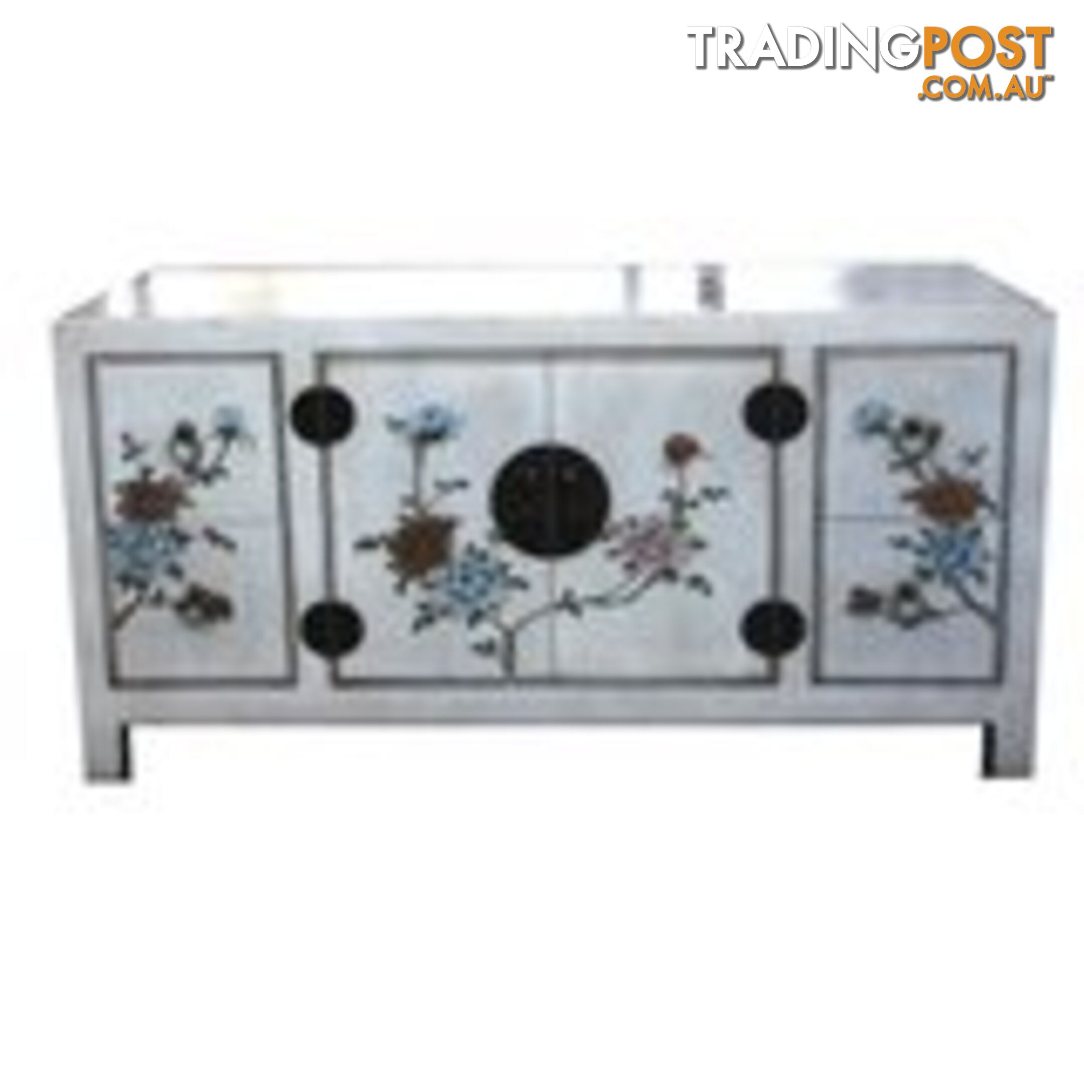 White Painted Low Chinese TV Cabinet