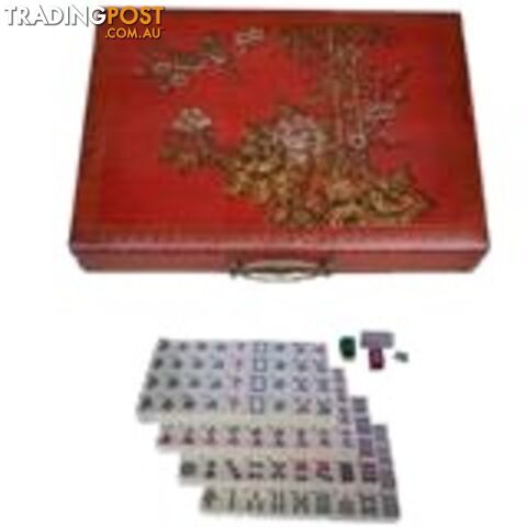 Chinese Mahjong Set in Red Painted Case
