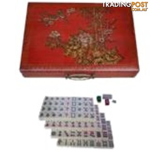 Chinese Mahjong Set in Red Painted Case