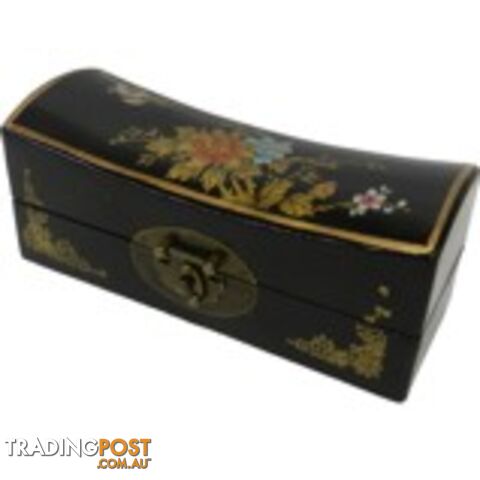 Medium Black Painted Flora Chinese Jewellery Box
