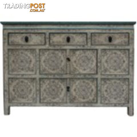 Chinese Antique Tibetan Painted Sideboard Cabinet
