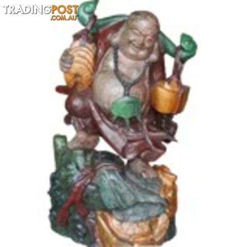 Antique Wood Buddha Maitreya Treasure Carrying