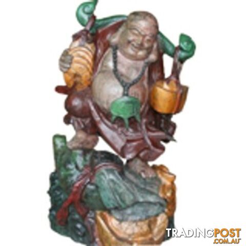 Antique Wood Buddha Maitreya Treasure Carrying