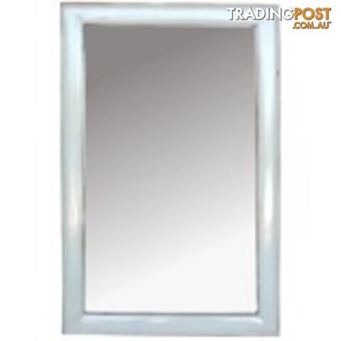 White Lacquer Painted Chinese Rectangular Mirror - Vertical