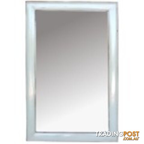 White Lacquer Painted Chinese Rectangular Mirror - Vertical