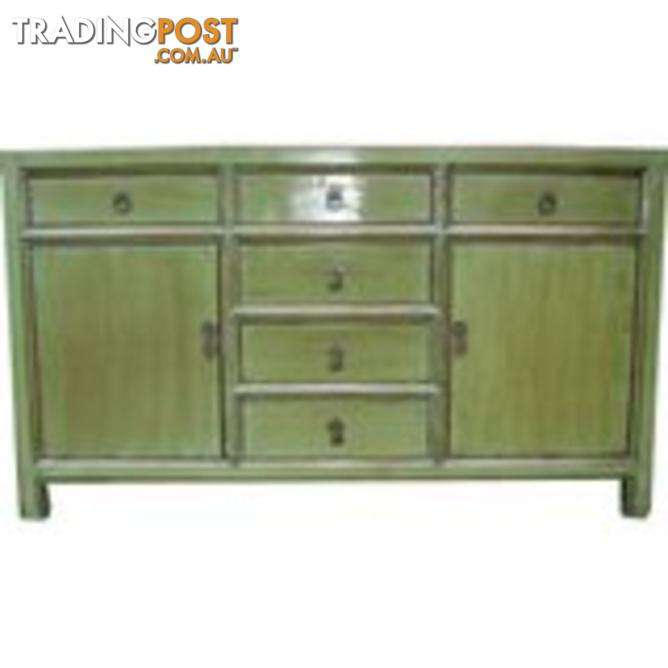 Solid Green Multi Drawers Chinese Sideboard Buffet