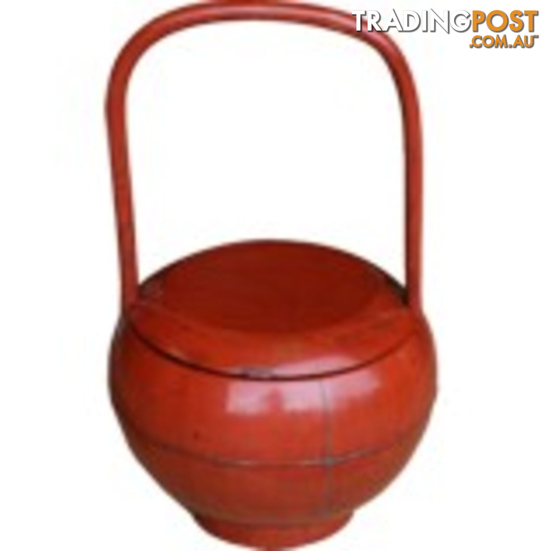 Red Antique Round Wood Decoration Box with Handle