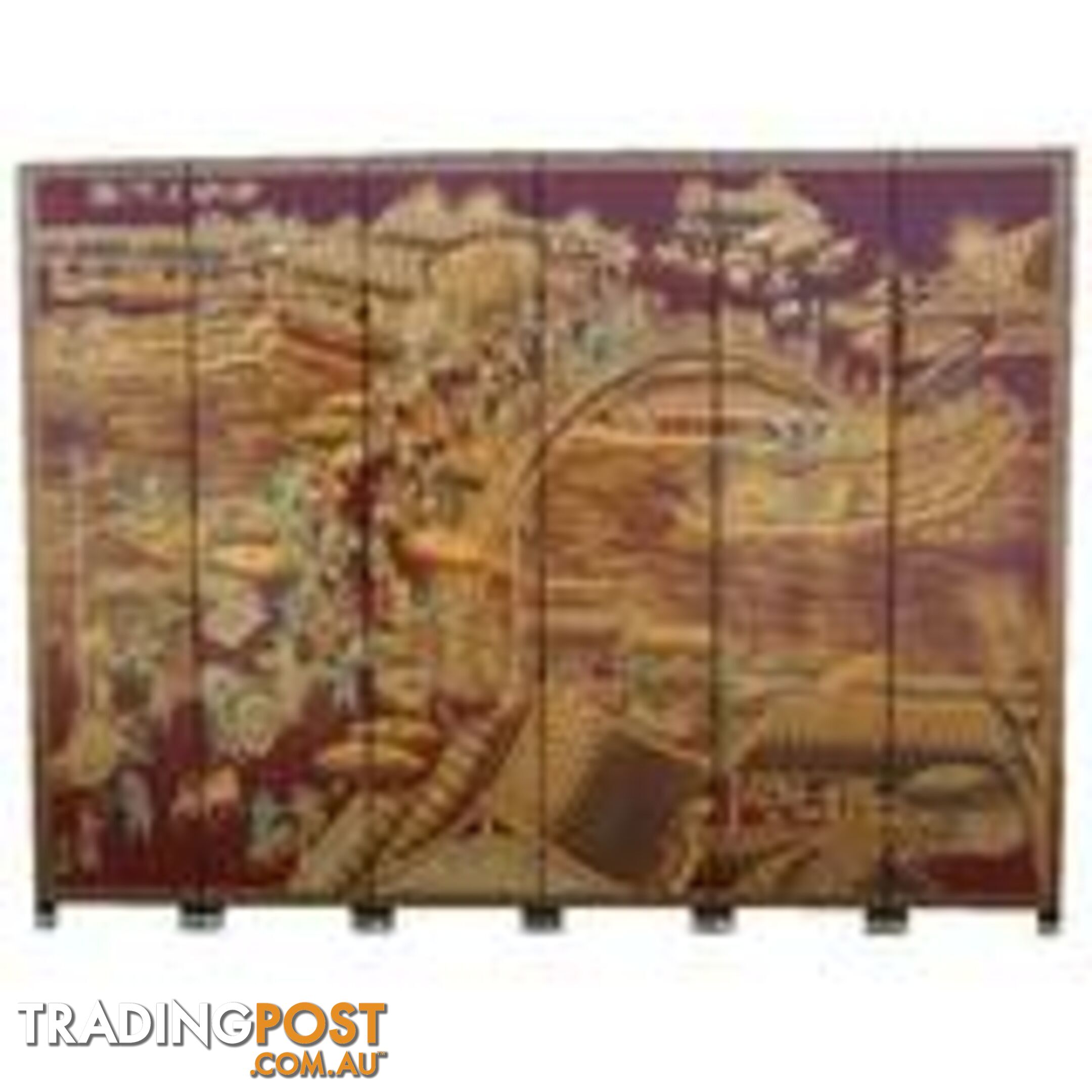 Red Ancient Chinese Prosperity Scene Screen Room Divider