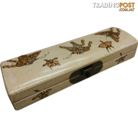 White Oriental Embossed Butterfly Pencil Case - photo 2 of 2