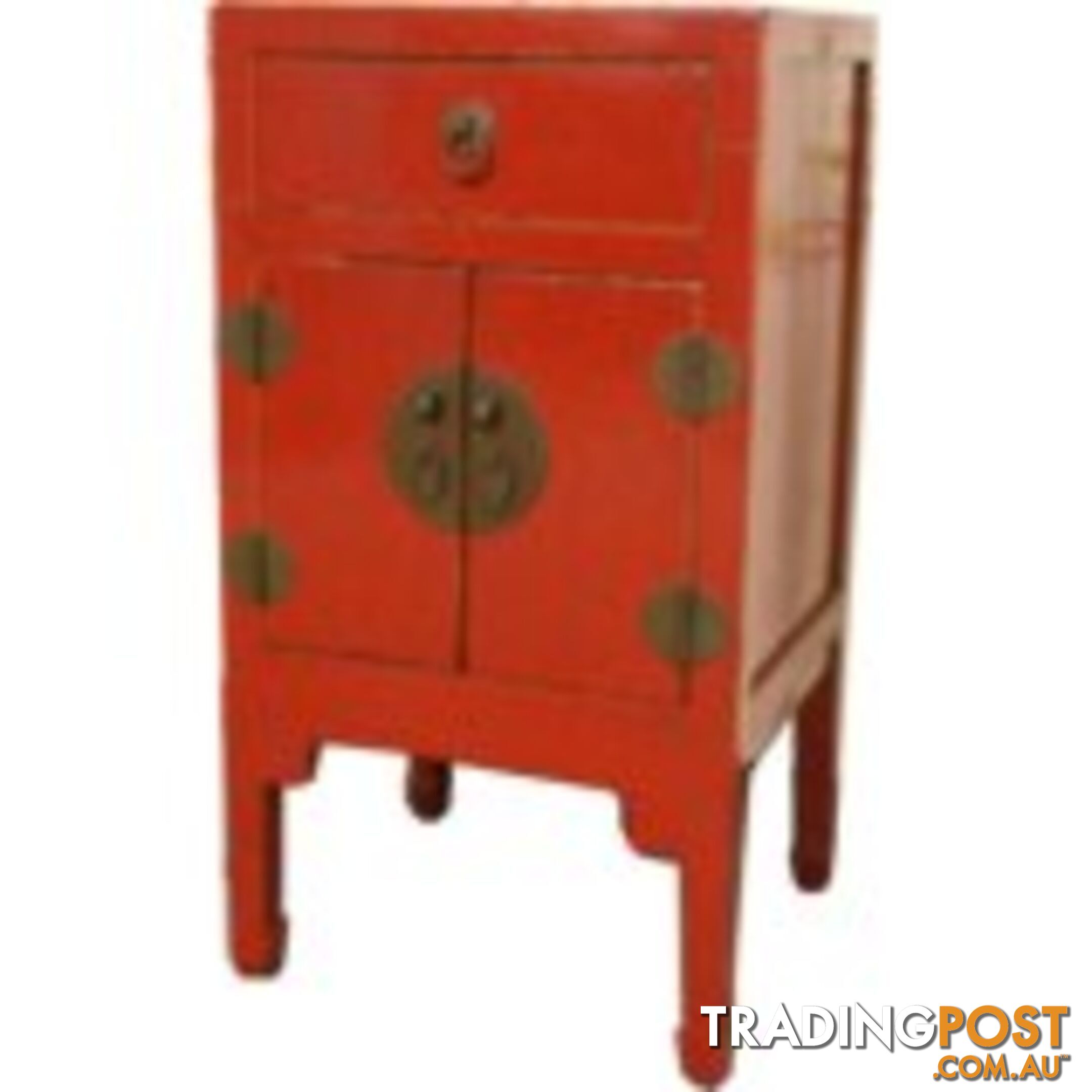 Red Lacquer Chinese High Bedside Table