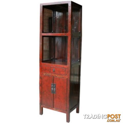 Red Slim Display Cabinet