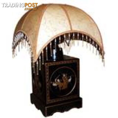 Black Chinese Square Base Lamp with Lampshade