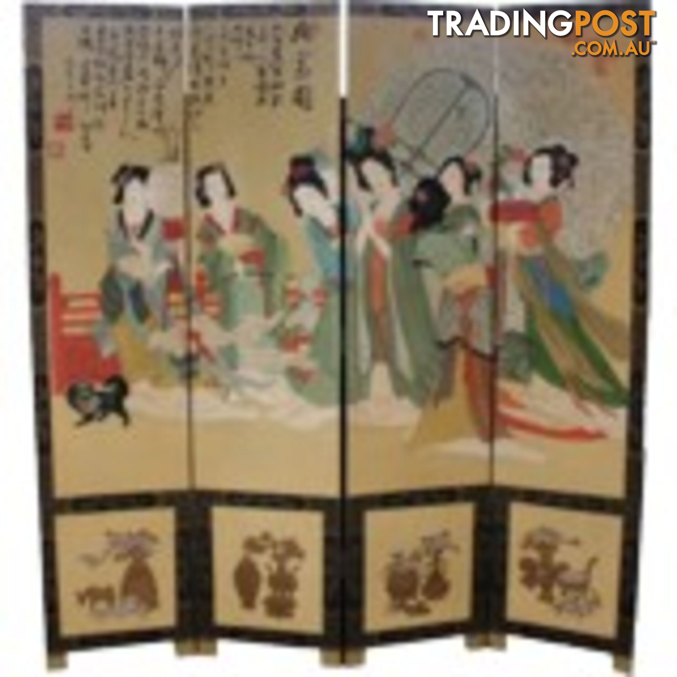 Hand Painted Chinese Imperial Banquet Room Divider Screen