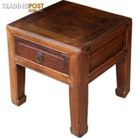 Chinese Antique Wood Stool with Drawer/Side Table