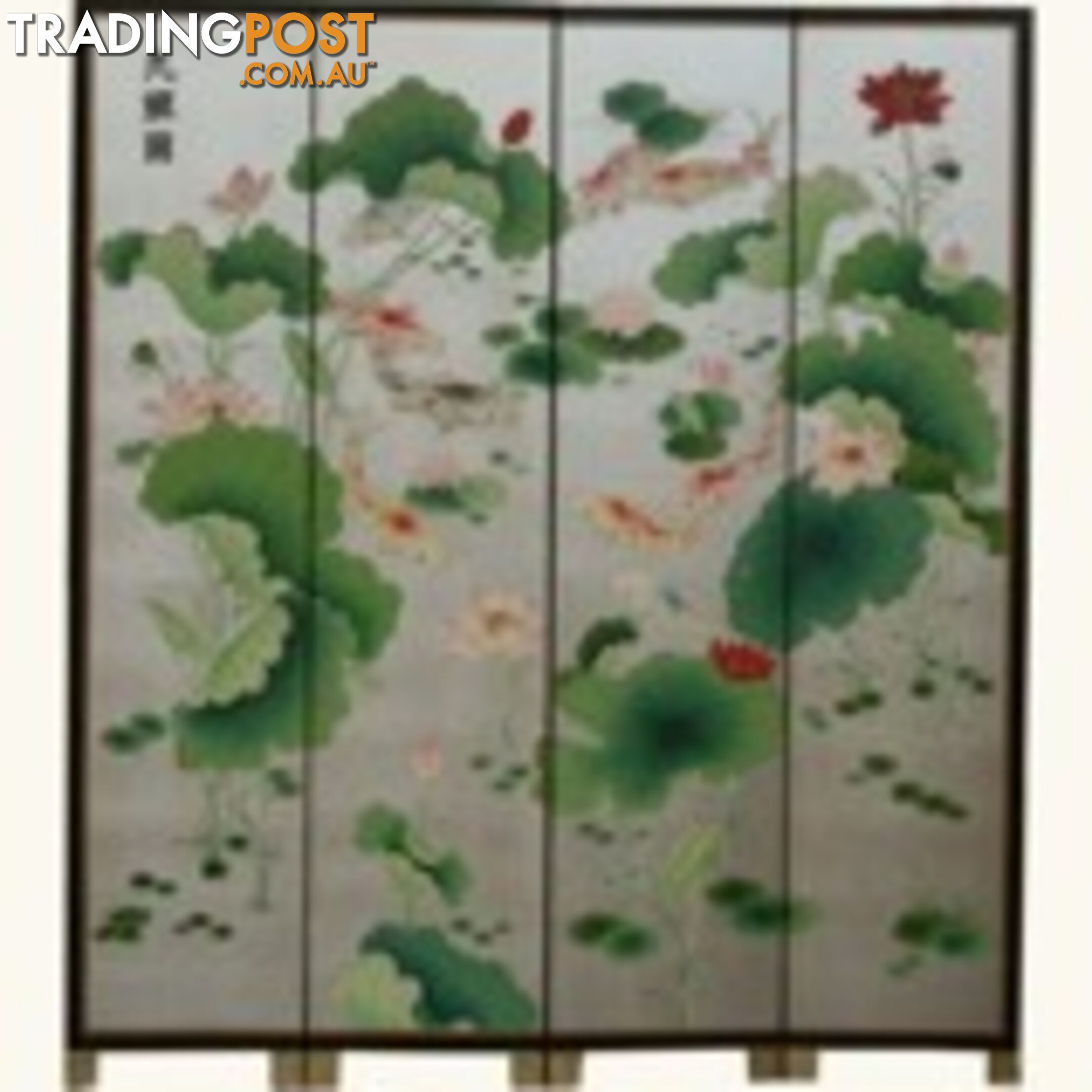 Chinese Silver Leaf Koi Fish Room Divider Screen