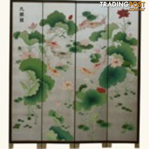 Chinese Silver Leaf Koi Fish Room Divider Screen