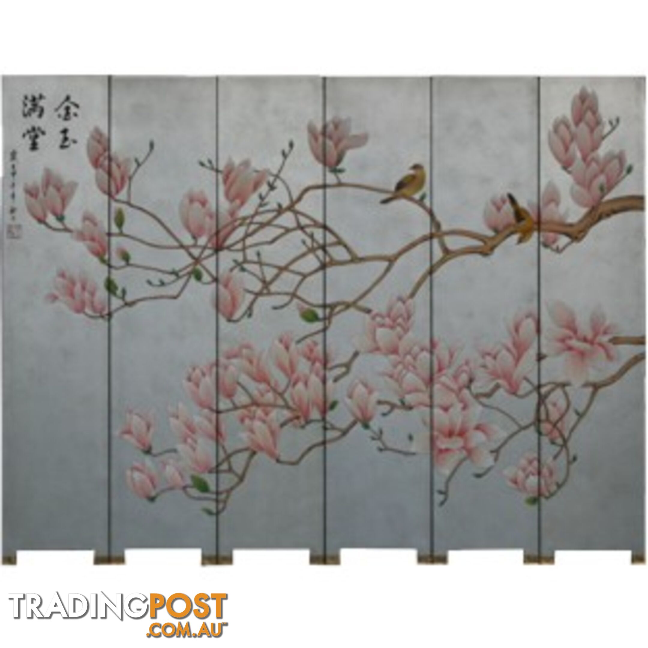 6-Panel Chinese Magnolia Fold Up Screen