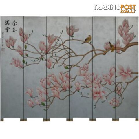 6-Panel Chinese Magnolia Fold Up Screen