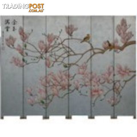 6-Panel Chinese Magnolia Fold Up Screen