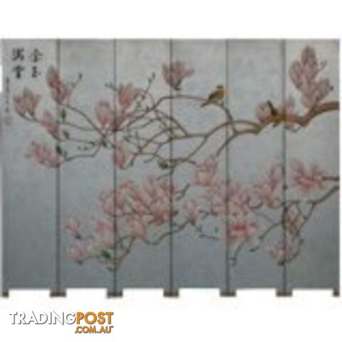 6-Panel Chinese Magnolia Fold Up Screen
