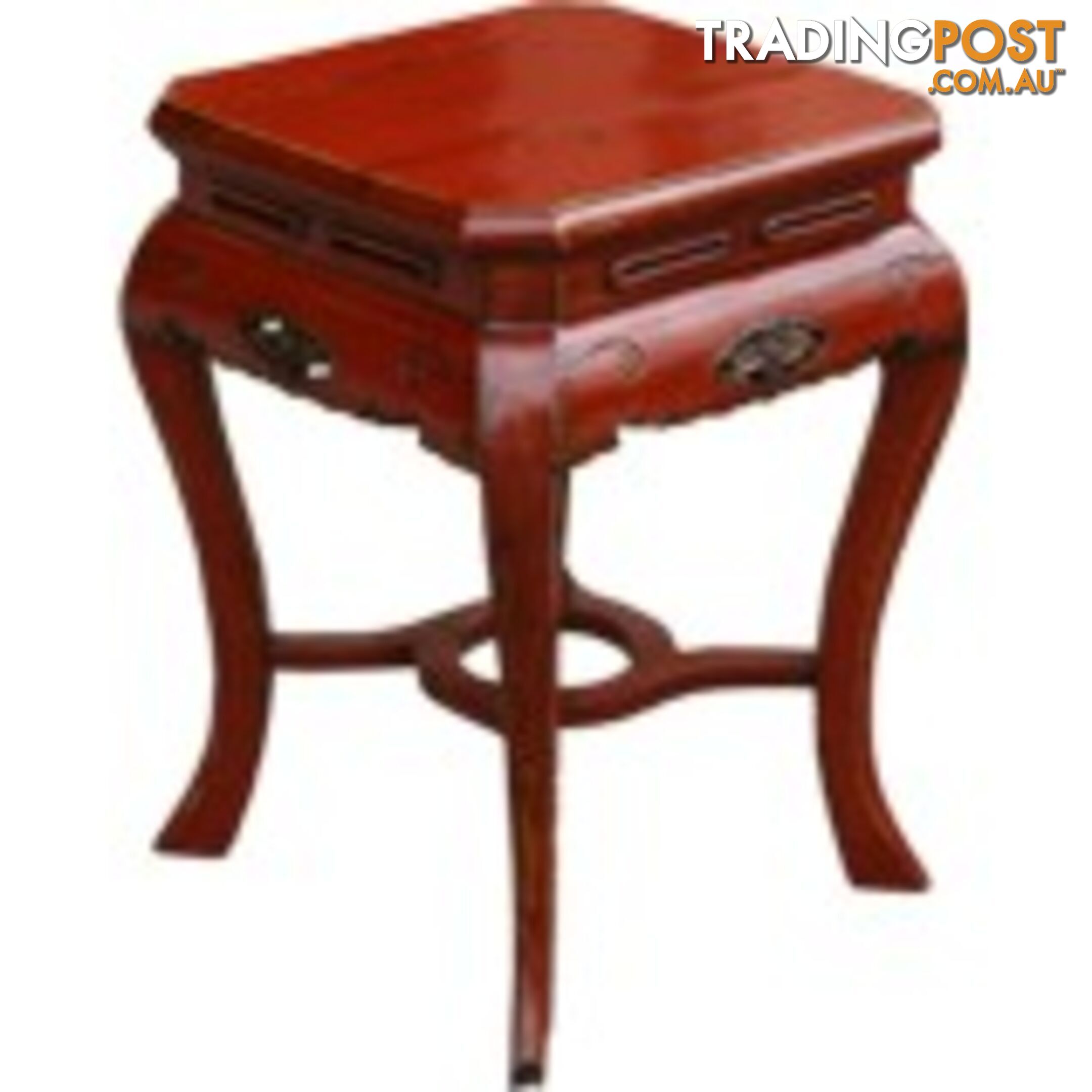 Red Chinese Square Round Stool