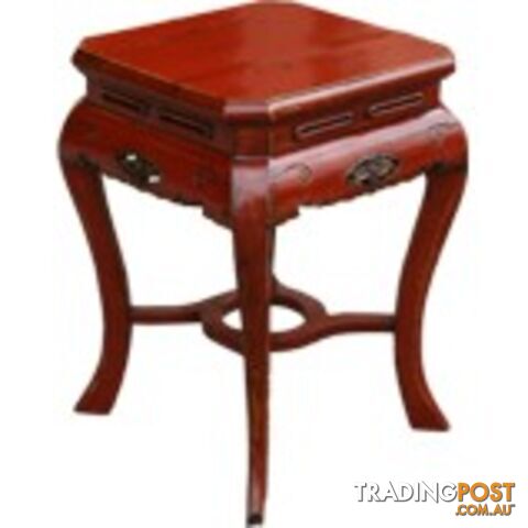 Red Chinese Square Round Stool