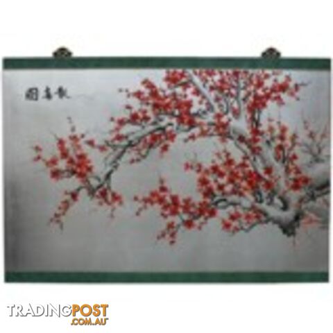 Chinese Cherry Blossom Silver Wall Hanging Screen
