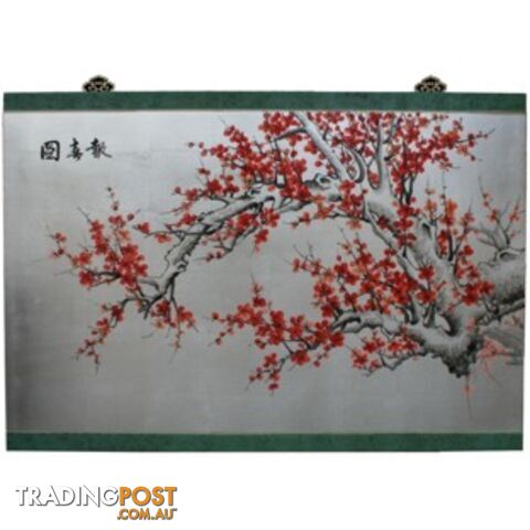 Chinese Cherry Blossom Silver Wall Hanging Screen