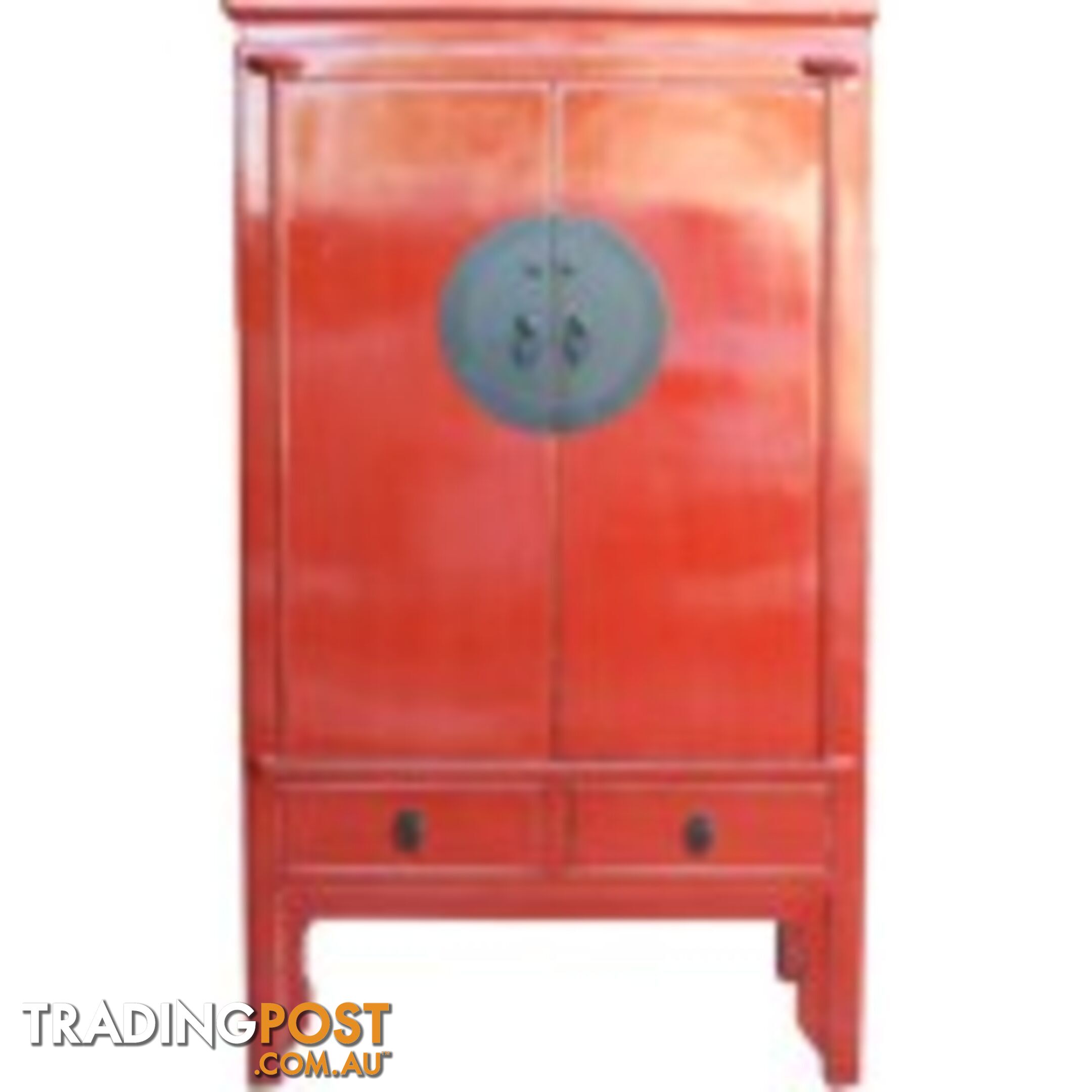 Large Red Lacquer Chinese Wedding Cabinet