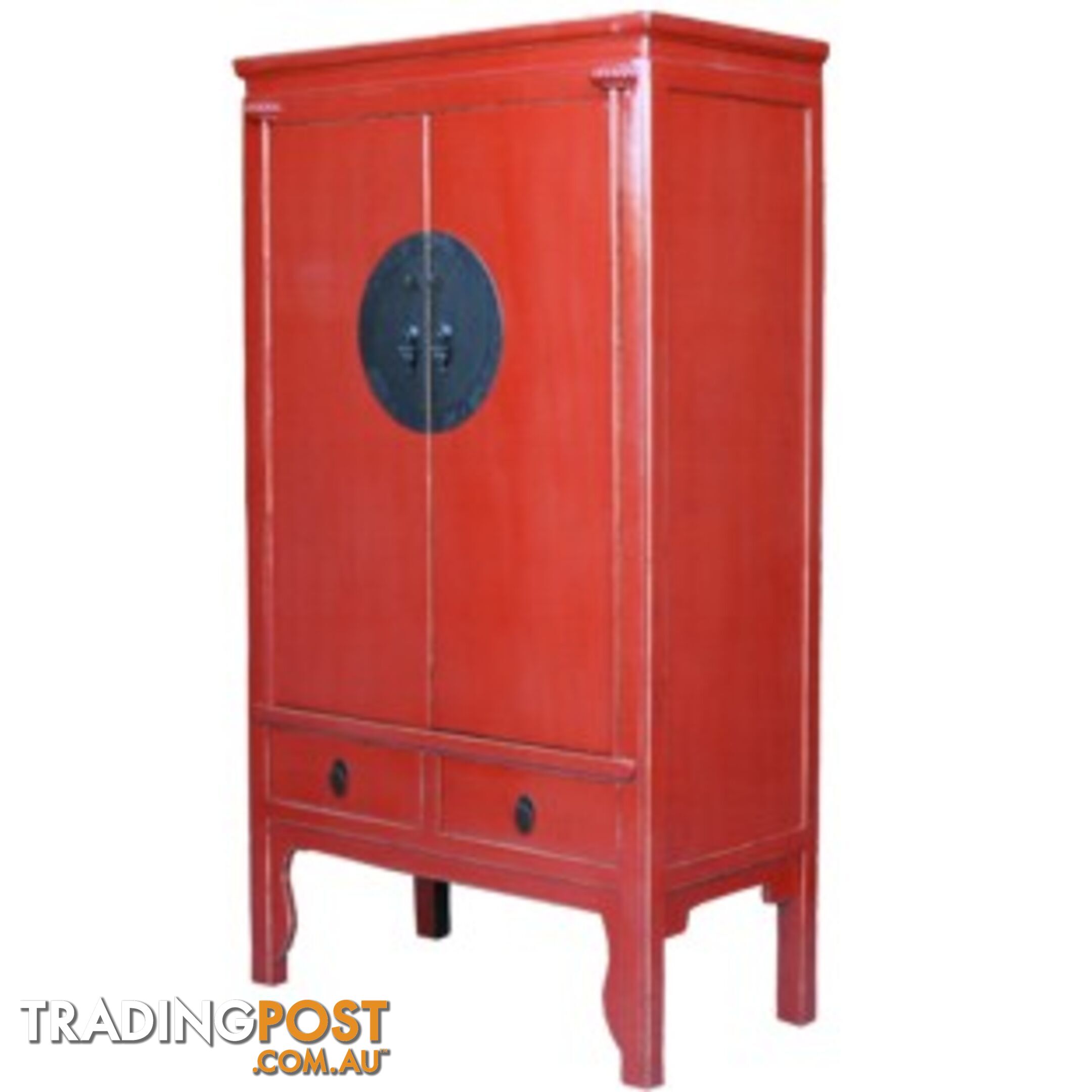 Large Red Lacquer Chinese Wedding Cabinet