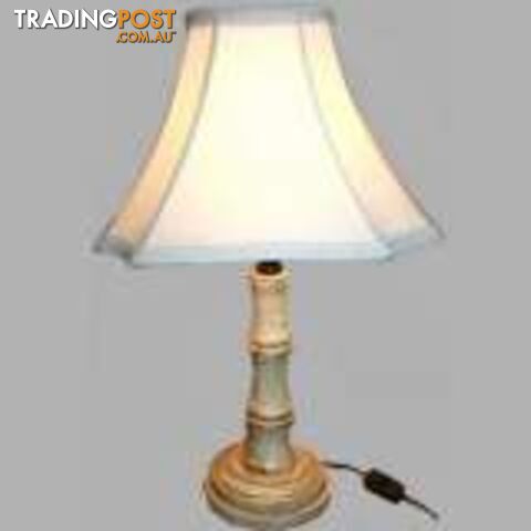 Beige Oriental Style Wood Base Lamp