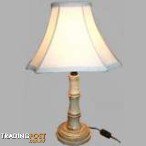 Beige Oriental Style Wood Base Lamp