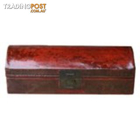 Antique Red Painted Leather Chinese Scholar Box