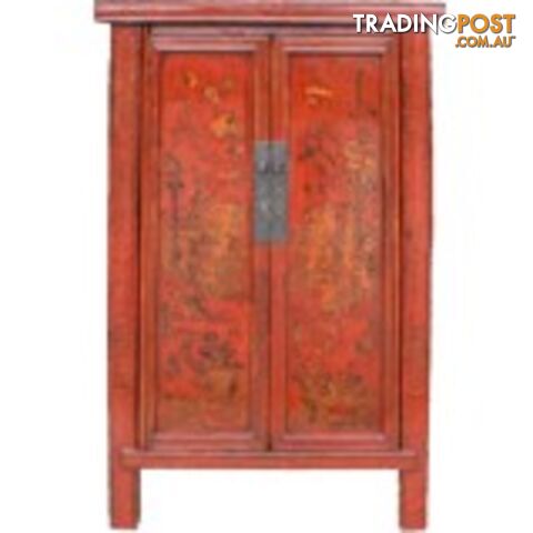 Chinese Red Painted Gold Medium Cabinet