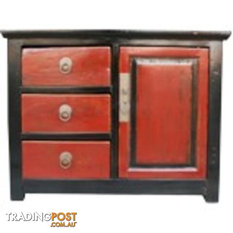 Red and Black Bedside Table