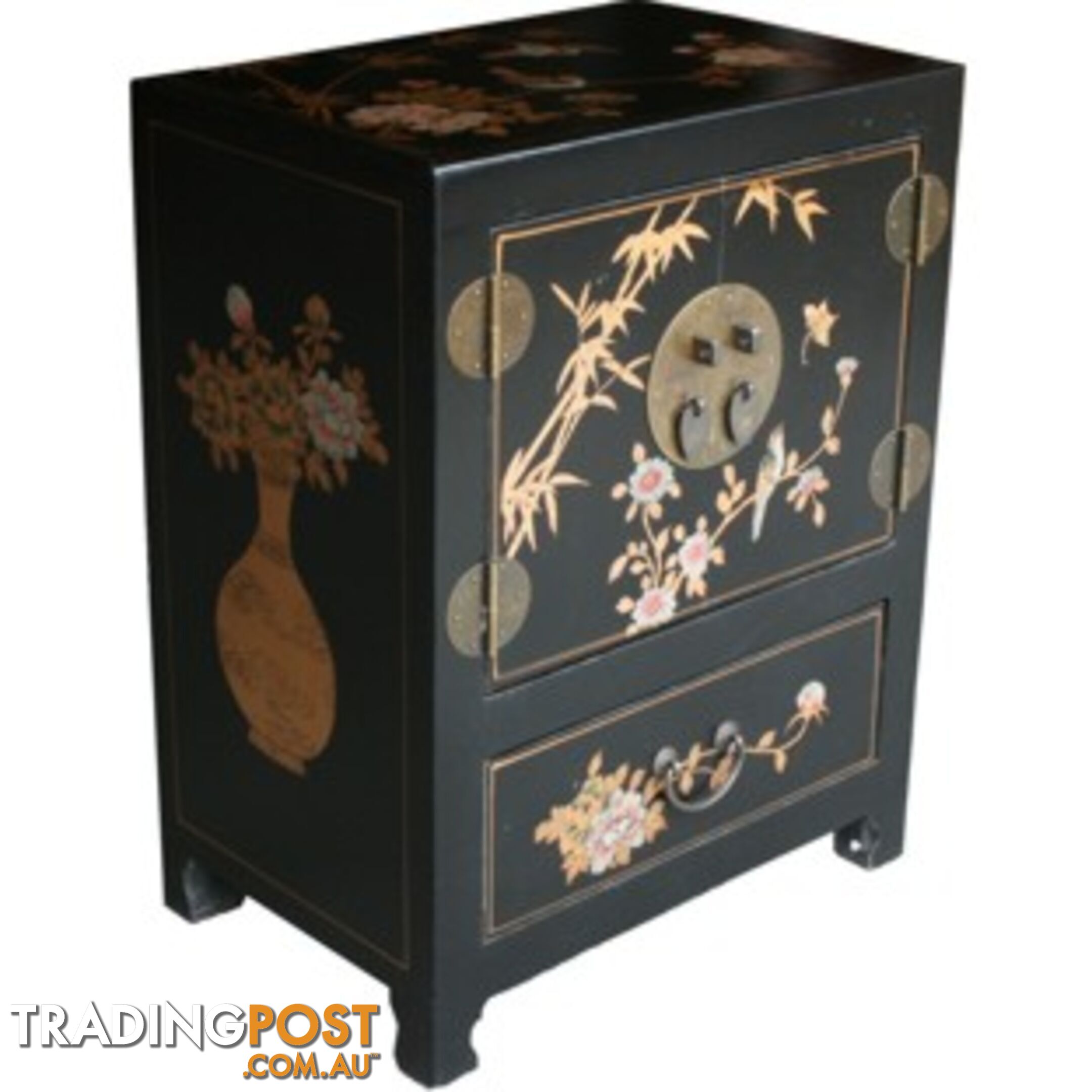 Hand Made Black Painted Chinese Bedside Table