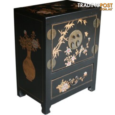 Hand Made Black Painted Chinese Bedside Table