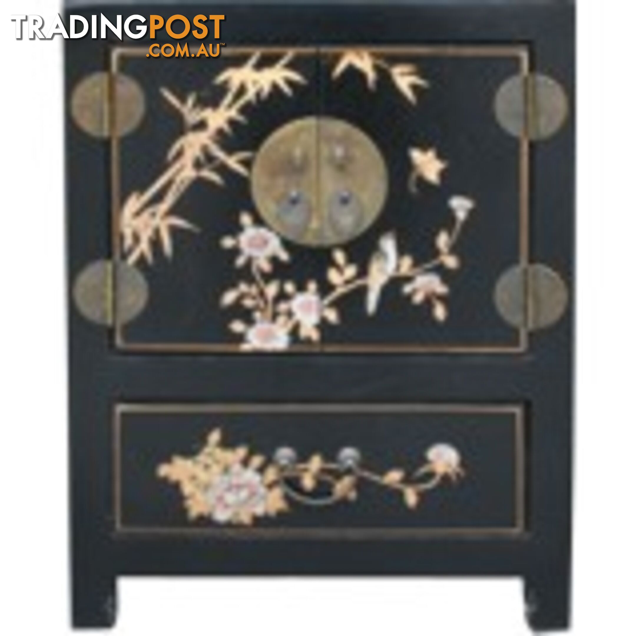 Hand Made Black Painted Chinese Bedside Table