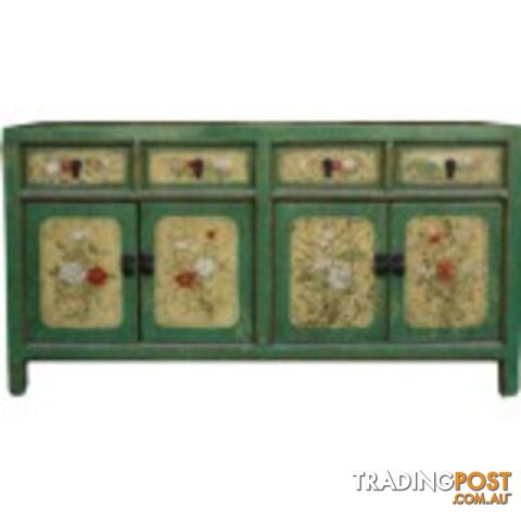 Chinese Green Painted Sideboard Buffet