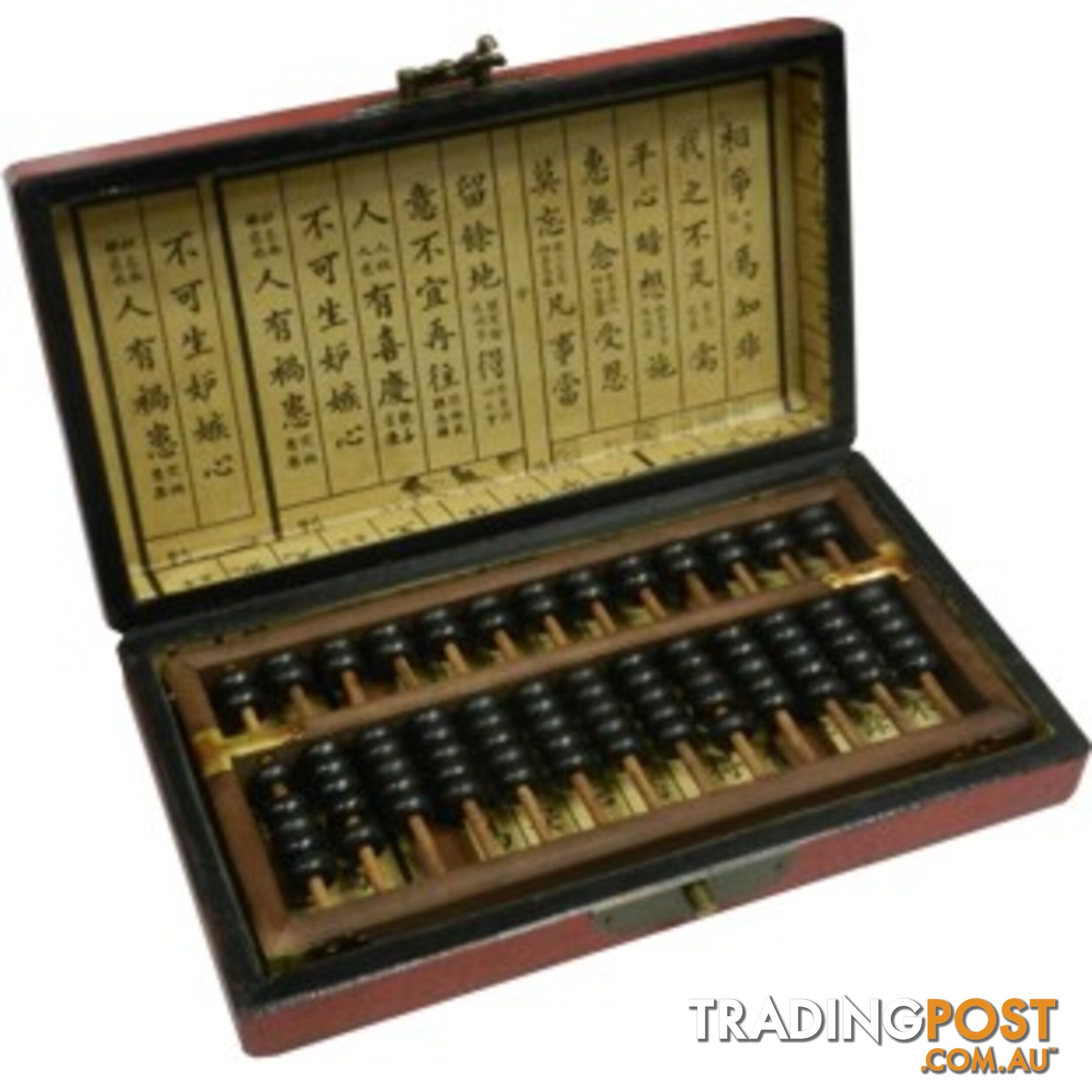 Chinese Abacus in Red Painted Box