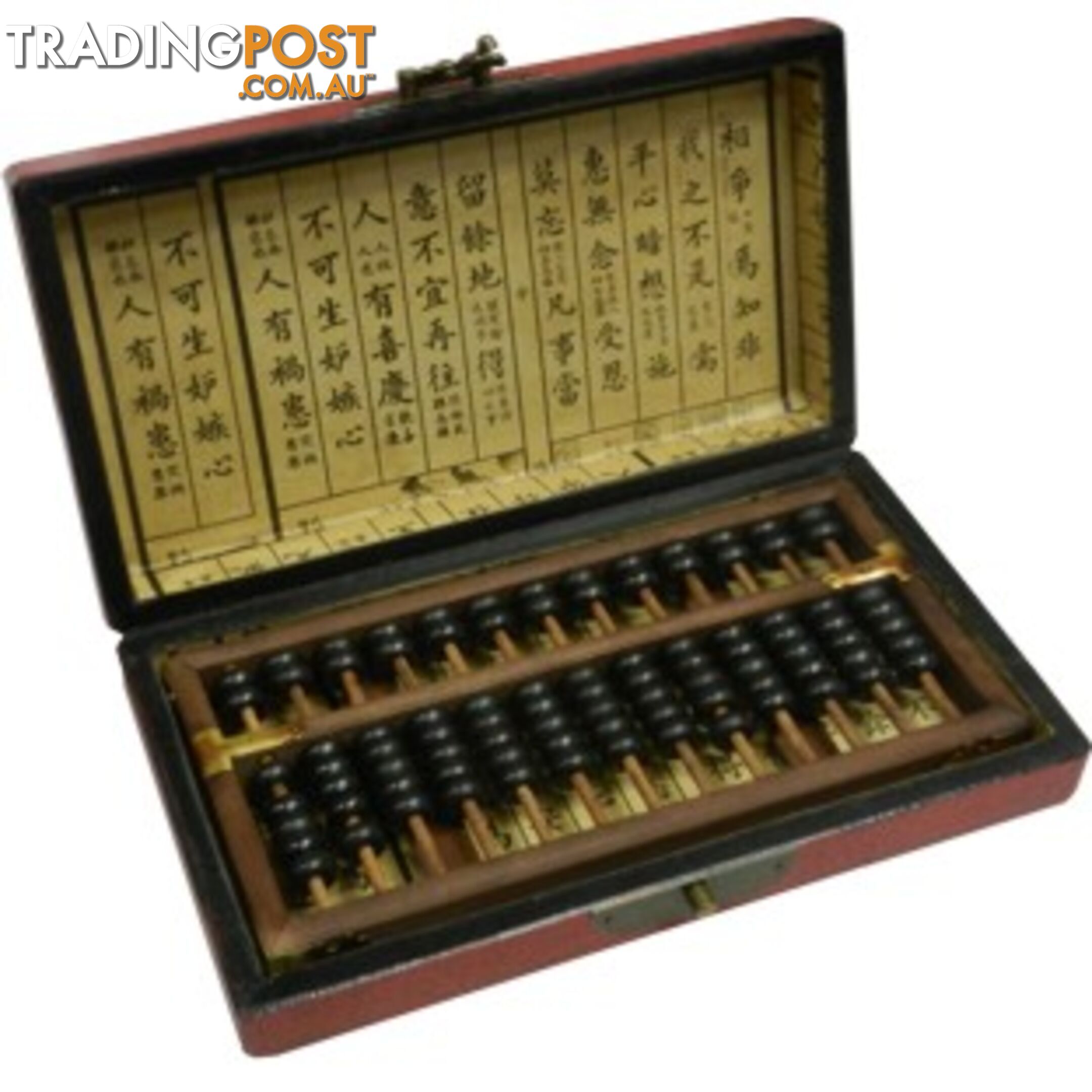 Chinese Abacus in Red Painted Box