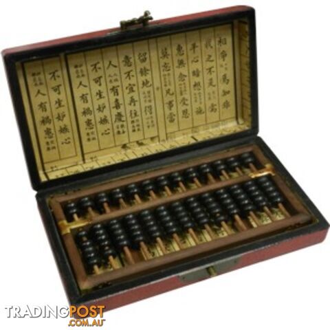 Chinese Abacus in Red Painted Box