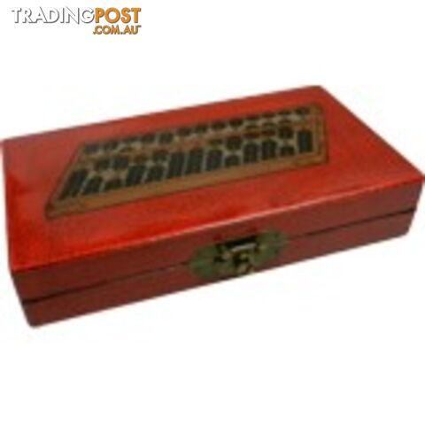 Chinese Abacus in Red Painted Box