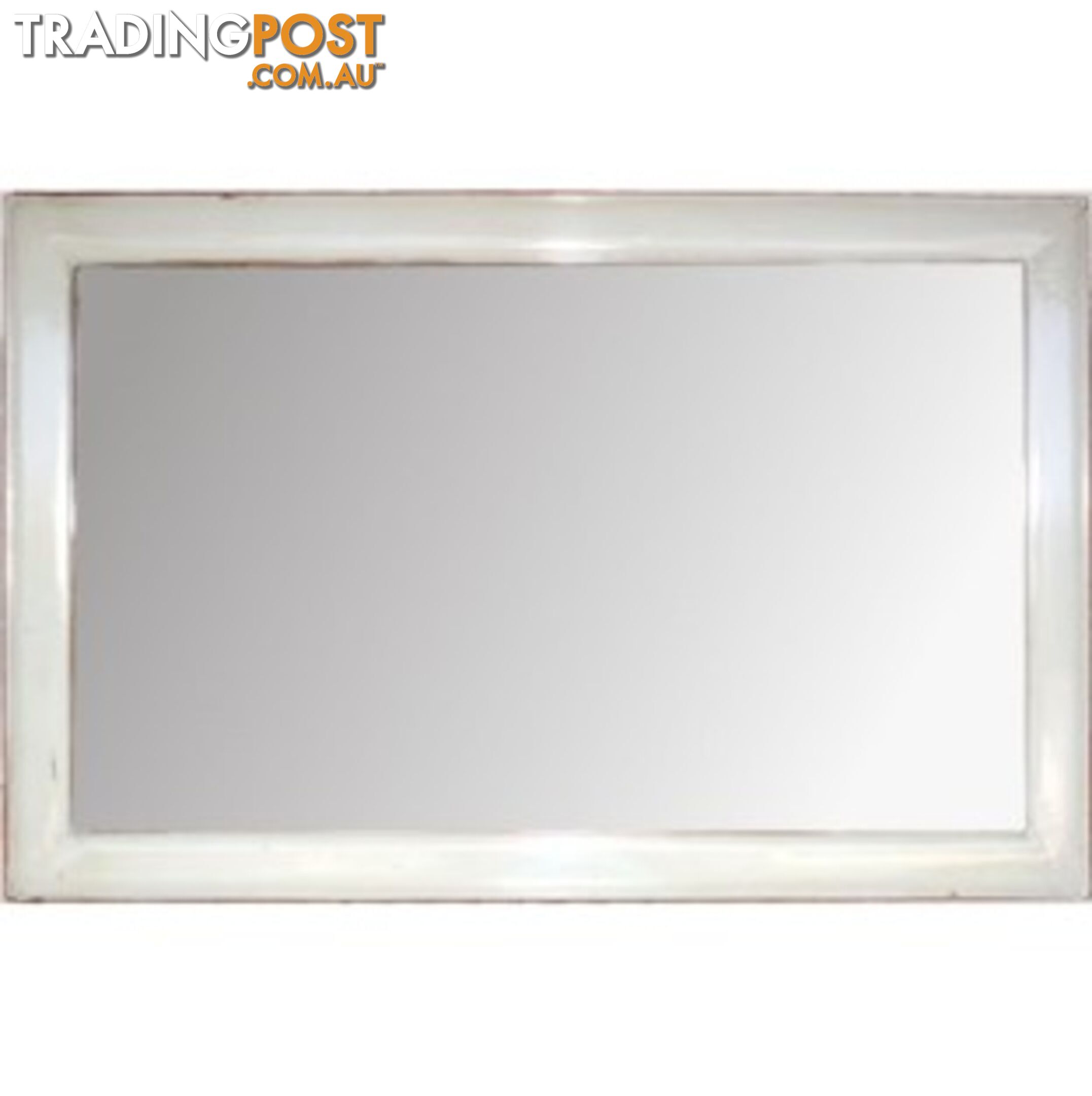 White Lacquer Chinese Rectangular Mirror - Horizontal