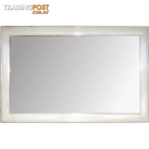 White Lacquer Chinese Rectangular Mirror - Horizontal