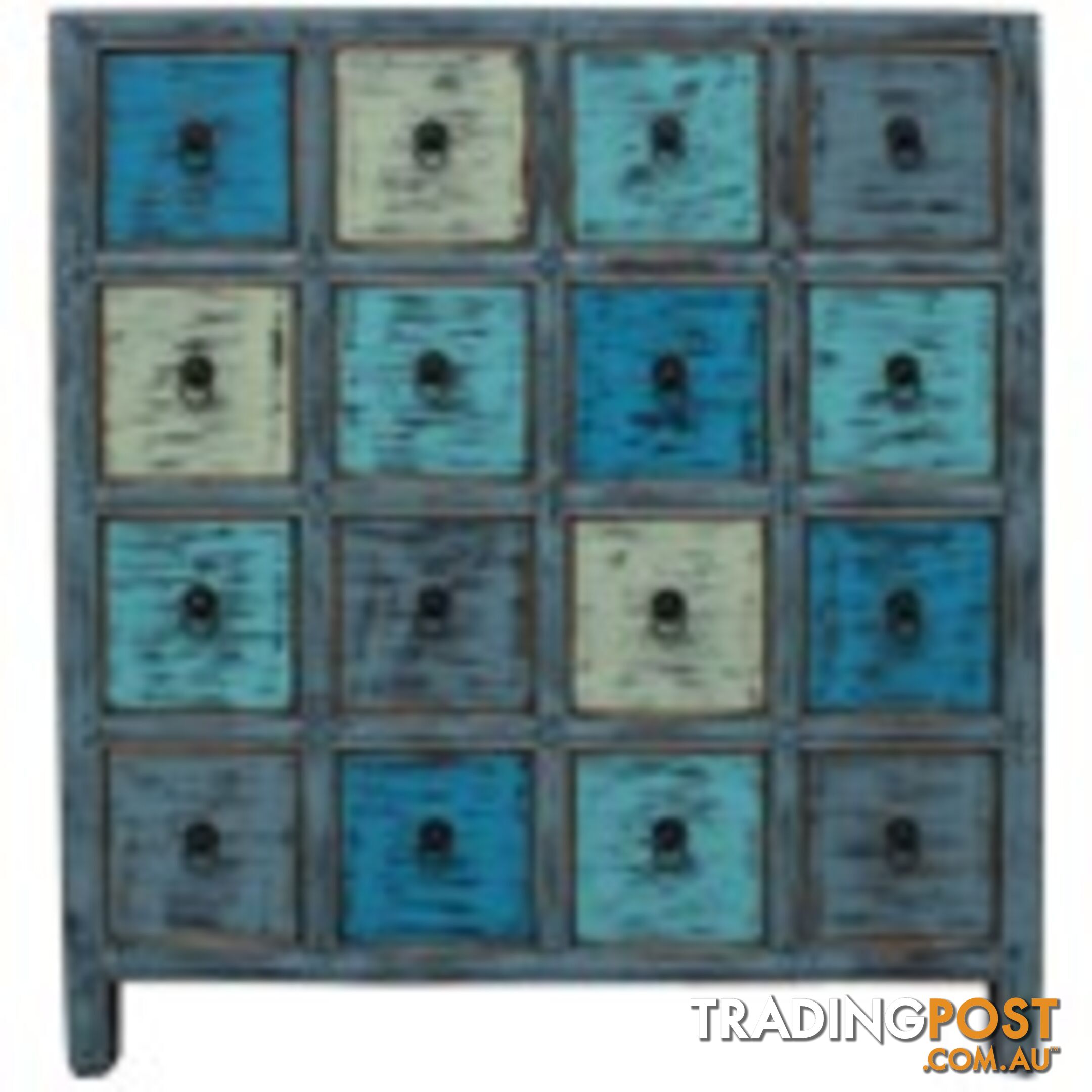 Blue Chinese Herb Medicine Cabinet