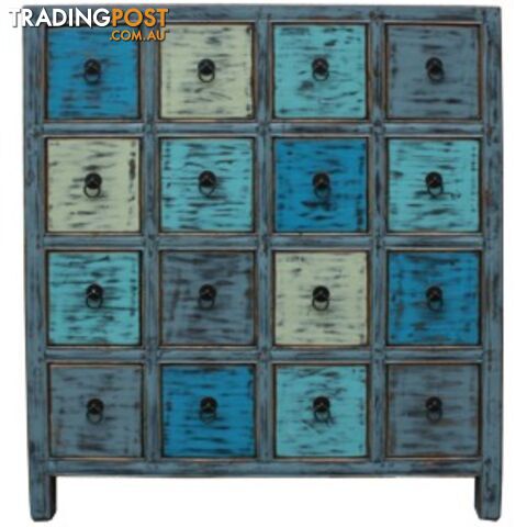 Blue Chinese Herb Medicine Cabinet