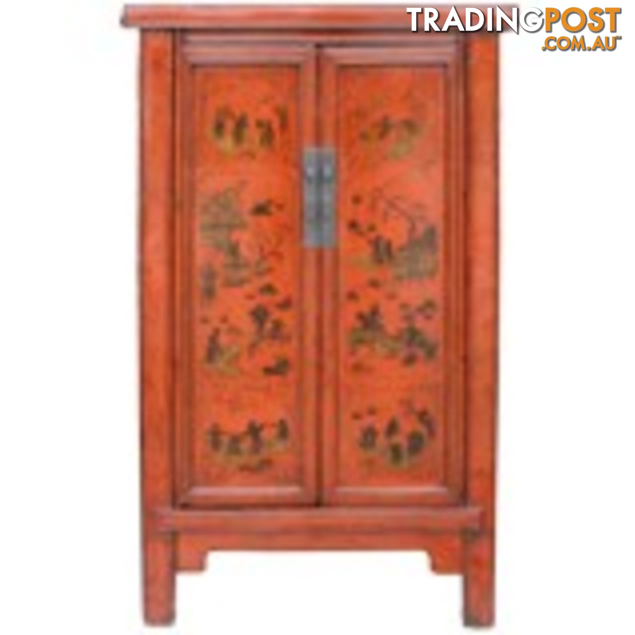 Chinese Red Painted Gold Medium Cabinet